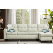 Linox Set + Modern Linen Sofa and Chaise Set + liqana
