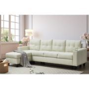 Linox Set + Modern Linen Sofa and Chaise Set + liqana