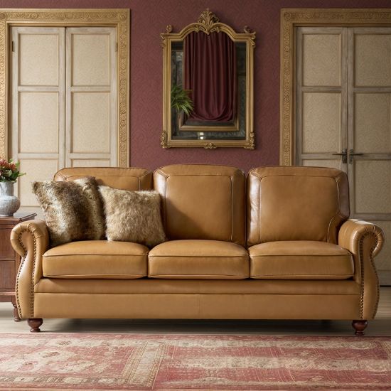 Imbria Sofa + Traditional Leather Sofa + liqana