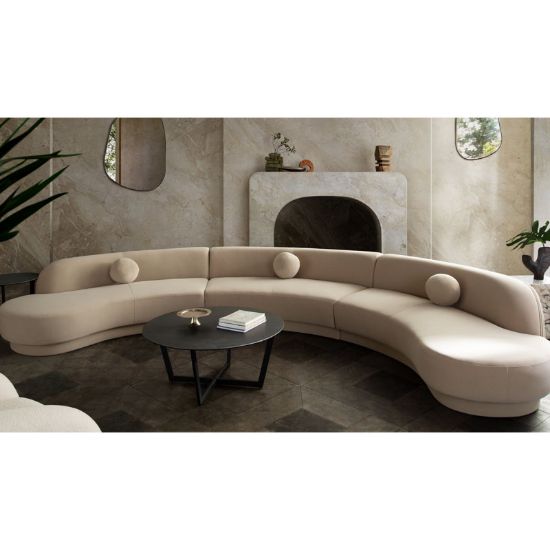 LussoCurve Set + Modular Velvet Curved Sectional Sofa + liqana
