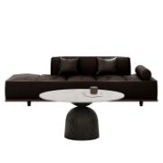 NoirStone Set + Living Room Sofa & Stone Coffee Table + liqana