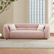 CocoonBouclé Sofa + Curved Bouclé Sofa with Solid Wood Frame + liqana