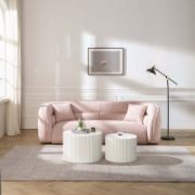 CocoonBouclé Sofa + Curved Bouclé Sofa with Solid Wood Frame + liqana