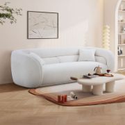 CocoonBouclé Sofa + Curved Bouclé Sofa with Solid Wood Frame + liqana