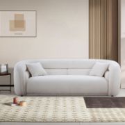 CocoonBouclé Sofa + Curved Bouclé Sofa with Solid Wood Frame + liqana