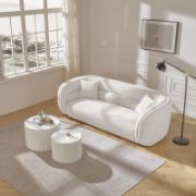 CocoonBouclé Sofa + Curved Bouclé Sofa with Solid Wood Frame + liqana