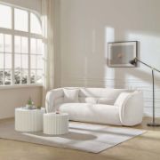 CocoonBouclé Sofa + Curved Bouclé Sofa with Solid Wood Frame + liqana