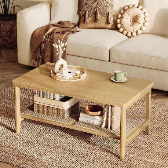 Sol Table + Wooden Coffee Table + liqana