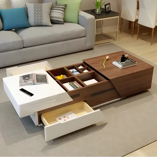 Via Table + Wooden Coffee Table + liqana