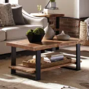 Acasia Table + natural wood coffee table + liqana