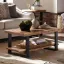 Acasia Table + natural wood coffee table + liqana