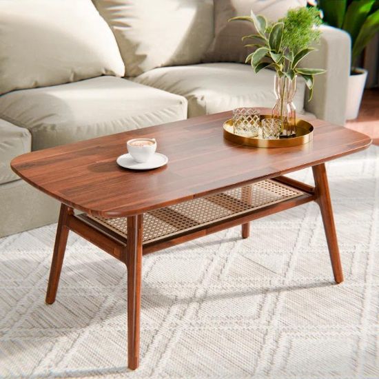 Rivana Table + Oval Wooden Coffee Table + liqana