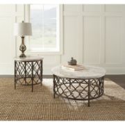 Orsia Table + Marble Coffee Table with Metal Base + liqana