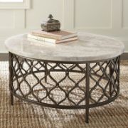 Orsia Table + Marble Coffee Table with Metal Base + liqana