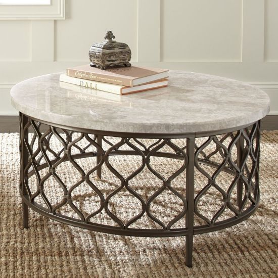 Orsia Table + Marble Coffee Table with Metal Base + liqana