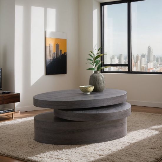 Velka Table + Rotating Oval Coffee Table + liqana