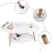Arij Table + wooden side table with storage shelf + liqana