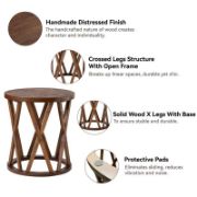 Exir Table + rustic wooden side table + liqana