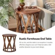 Exir Table + rustic wooden side table + liqana
