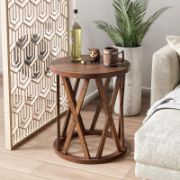 Exir Table + rustic wooden side table + liqana