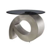 Sian Table + smoked glass oval side table + liqana