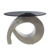 Sian Table + smoked glass oval side table + liqana