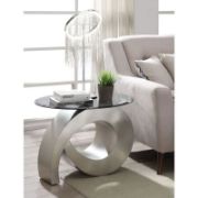 Sian Table + smoked glass oval side table + liqana