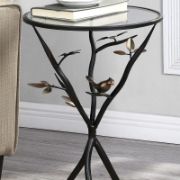 Ghosn Table + nature-inspired glass side table + liqana