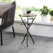 Ghosn Table + nature-inspired glass side table + liqana