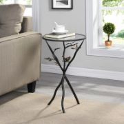Ghosn Table + nature-inspired glass side table + liqana