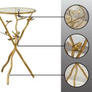 Ghosn Table + nature-inspired glass side table + liqana