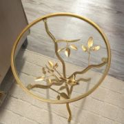 Ghosn Table + nature-inspired glass side table + liqana