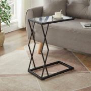 Rouh Table + nature-inspired glass side table + liqana