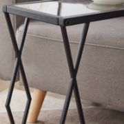 Rouh Table + nature-inspired glass side table + liqana