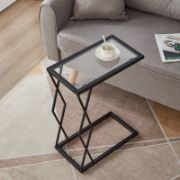 Rouh Table + nature-inspired glass side table + liqana