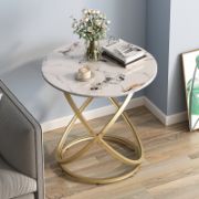 Quenty Table + decorative marble pattern side table + liqana
