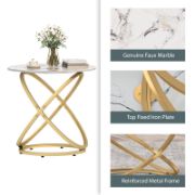 Quenty Table + decorative marble pattern side table + liqana