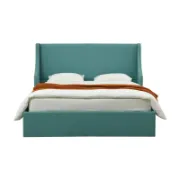 Modern Bed with Hydraulic Storage and Wingback Headboard