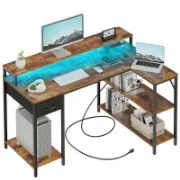 Zawaya Desk + L-Shaped Desk with Storage Shelves + liqana