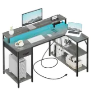 Zawaya Desk + L-Shaped Desk with Storage Shelves + liqana