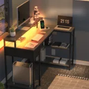 Zawaya Desk + L-Shaped Desk with Storage Shelves + liqana