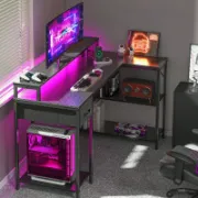 Zawaya Desk + L-Shaped Desk with Storage Shelves + liqana