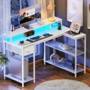 Zawaya Desk + L-Shaped Desk with Storage Shelves + liqana