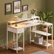 Zawaya Desk + L-Shaped Desk with Storage Shelves + liqana