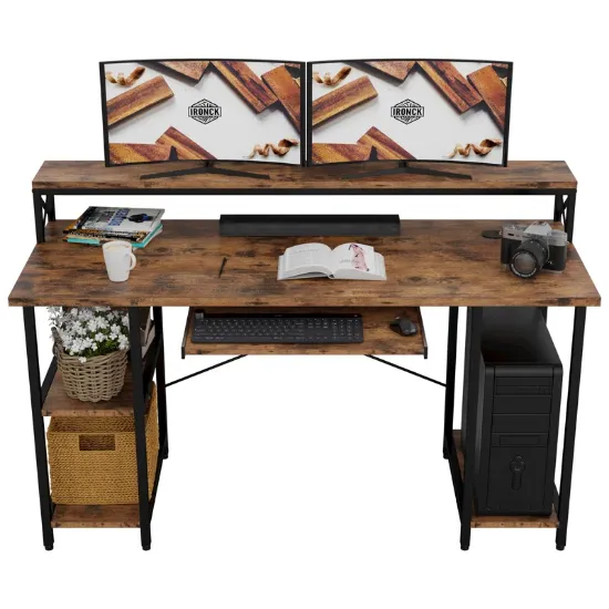 Ruwaa Desk + Wooden Metal Desk with Storage + liqana