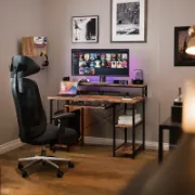 Ruwaa Desk + Wooden Metal Desk with Storage + liqana