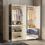 Wardrobe Closet with Mirror Doors and Drawers