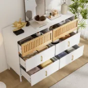 Bamboo Wood Double Dresser Unit
