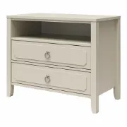 Elegant 2-Drawer Nightstand with Soft White Finish