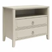 Elegant 2-Drawer Nightstand with Soft White Finish